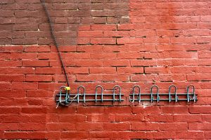 brick wall with metal clips