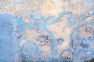 wall with blue swirl texture